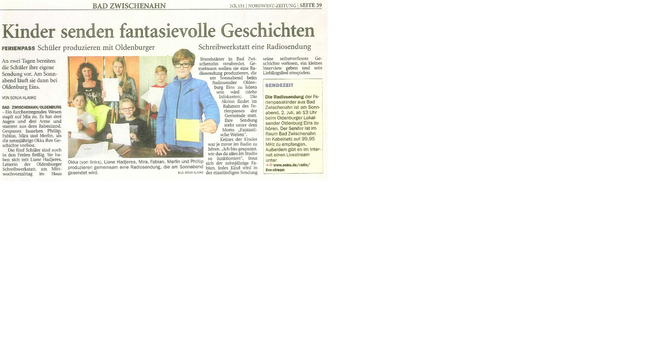 Nordwest-Zeitung 29.06.2016